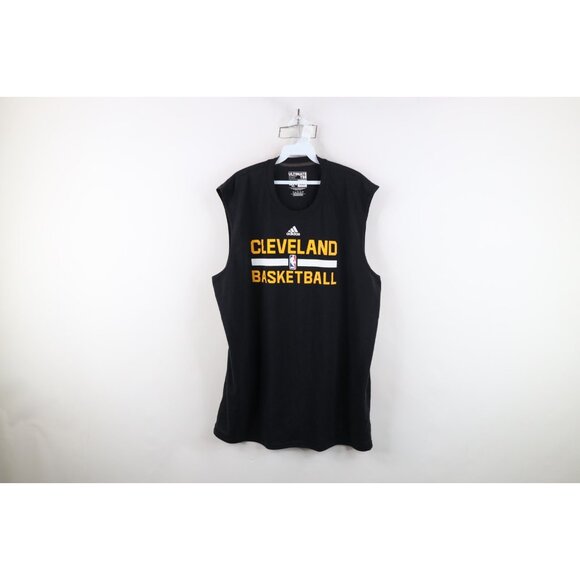 Adidas Mens 2XLT Cleveland Cavaliers Basketball Sleeveless Muscle T-Shirt Black - Picture 1 of 13